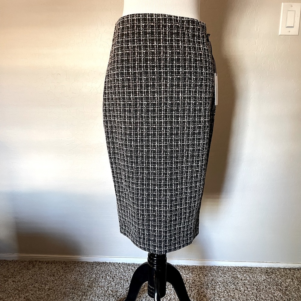 NWT - Express Black Multicolor Plaid Pencil Skirt - Small